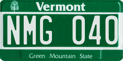 VT license plate NMG040