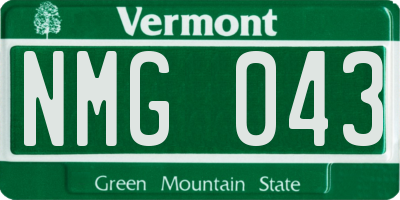 VT license plate NMG043