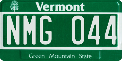 VT license plate NMG044