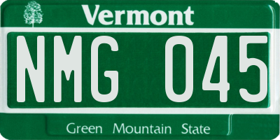 VT license plate NMG045