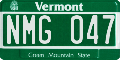 VT license plate NMG047