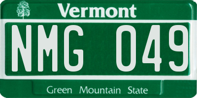 VT license plate NMG049