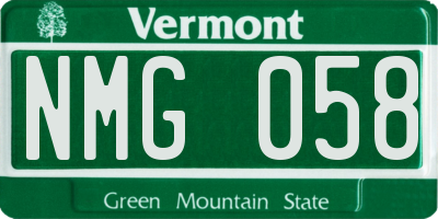 VT license plate NMG058
