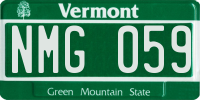 VT license plate NMG059