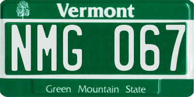 VT license plate NMG067