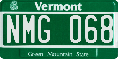 VT license plate NMG068