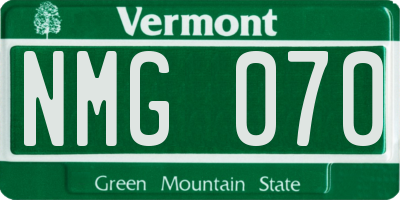 VT license plate NMG070