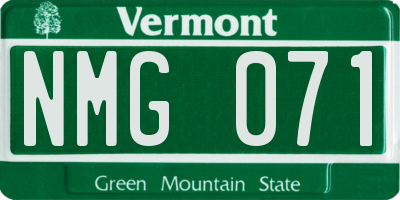 VT license plate NMG071