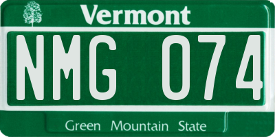 VT license plate NMG074