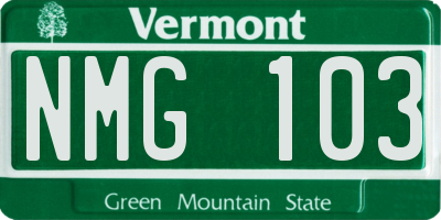 VT license plate NMG103