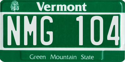 VT license plate NMG104