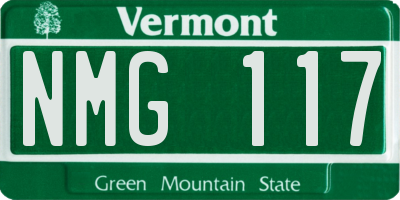 VT license plate NMG117