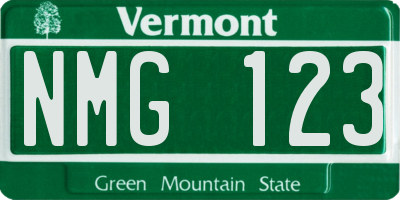 VT license plate NMG123