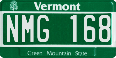 VT license plate NMG168