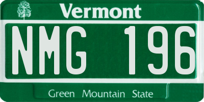 VT license plate NMG196