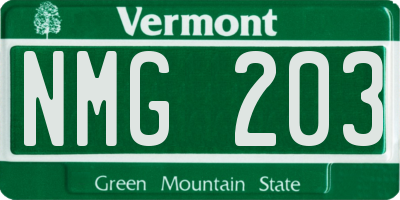 VT license plate NMG203