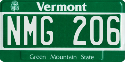 VT license plate NMG206