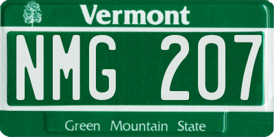 VT license plate NMG207