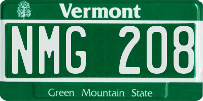 VT license plate NMG208