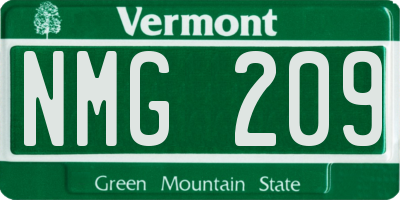 VT license plate NMG209
