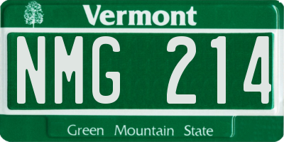 VT license plate NMG214