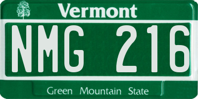 VT license plate NMG216
