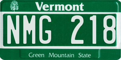 VT license plate NMG218
