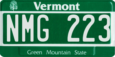 VT license plate NMG223