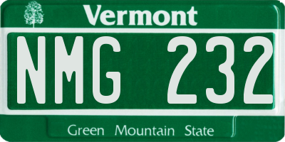 VT license plate NMG232