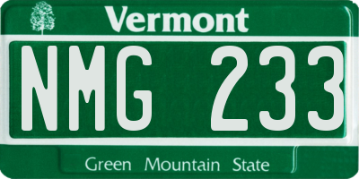 VT license plate NMG233