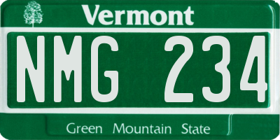 VT license plate NMG234