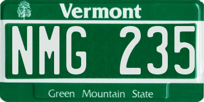 VT license plate NMG235