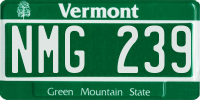 VT license plate NMG239