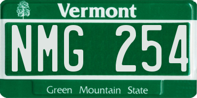 VT license plate NMG254