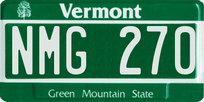 VT license plate NMG270