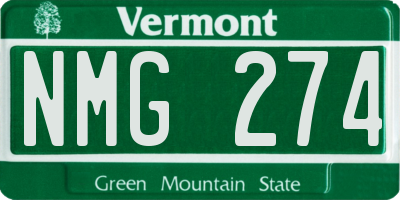 VT license plate NMG274