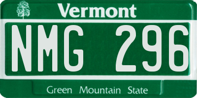 VT license plate NMG296
