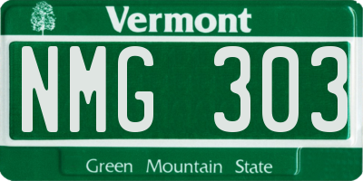 VT license plate NMG303