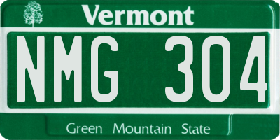 VT license plate NMG304