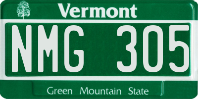 VT license plate NMG305