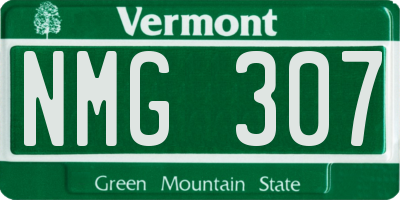 VT license plate NMG307