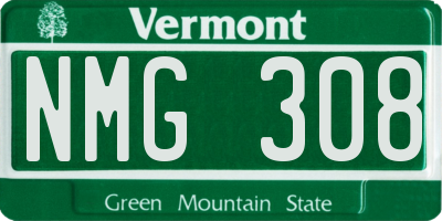 VT license plate NMG308