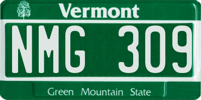VT license plate NMG309
