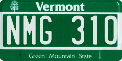 VT license plate NMG310