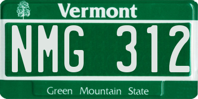 VT license plate NMG312