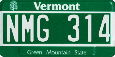 VT license plate NMG314