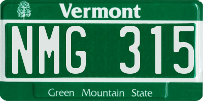 VT license plate NMG315