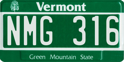 VT license plate NMG316