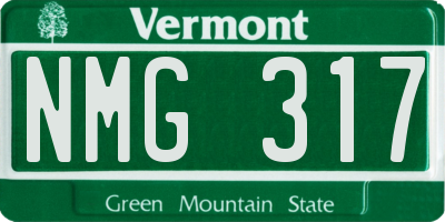 VT license plate NMG317