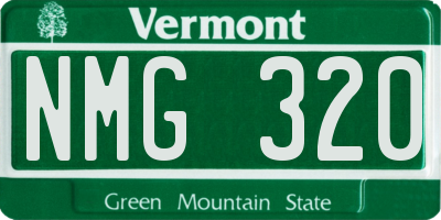 VT license plate NMG320